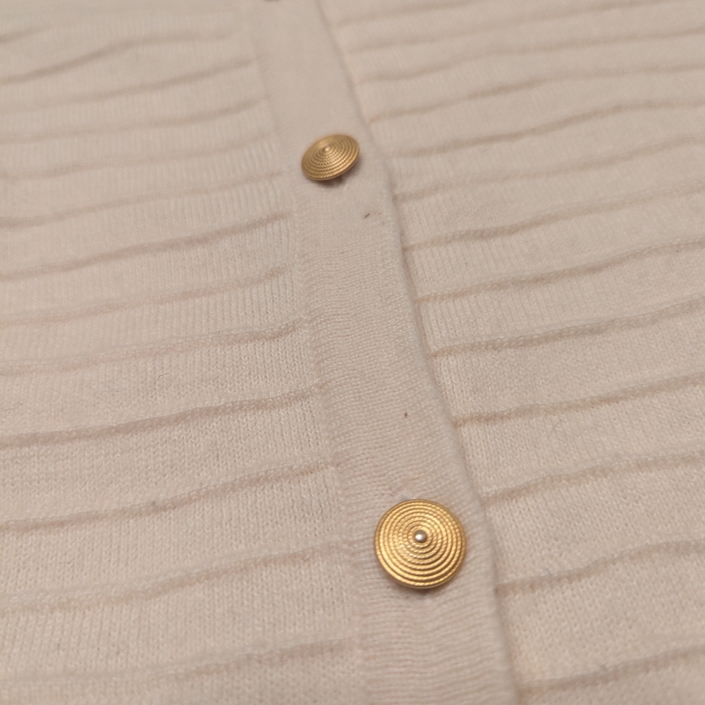 Talbots Light Cream Ribbed Button-Front Cardigan - Picture 2 of 4